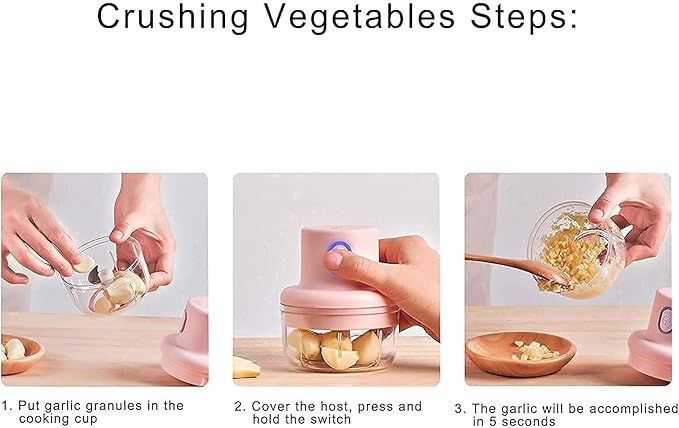 KolorFish Electric Mini Garlic Chopper 250ml Electric Vegetable Chopper